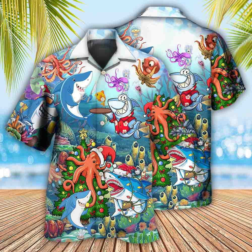 Shark Loves Beautiful Octopus - Hawaiian Shirt - Reefox