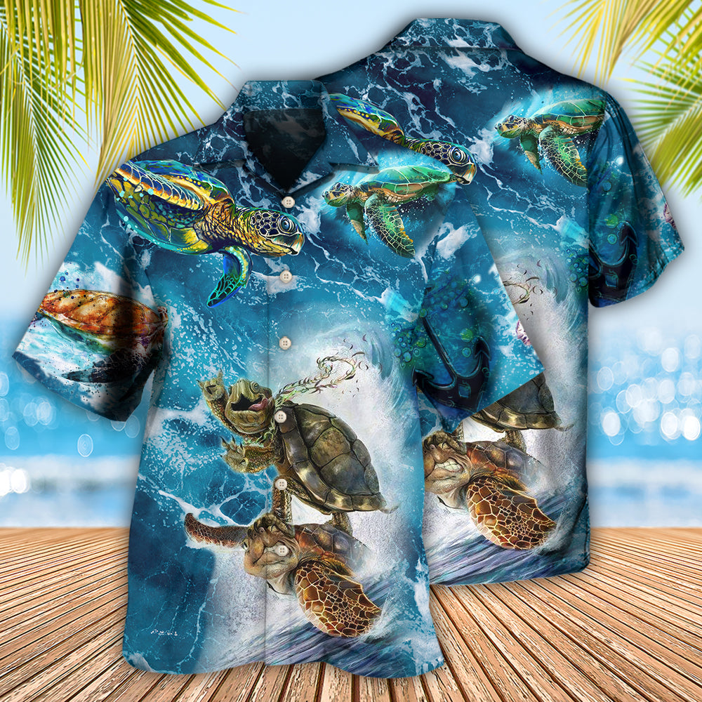 Turtle Swimming Over Sea - Hawaiian Shirt - Reefox