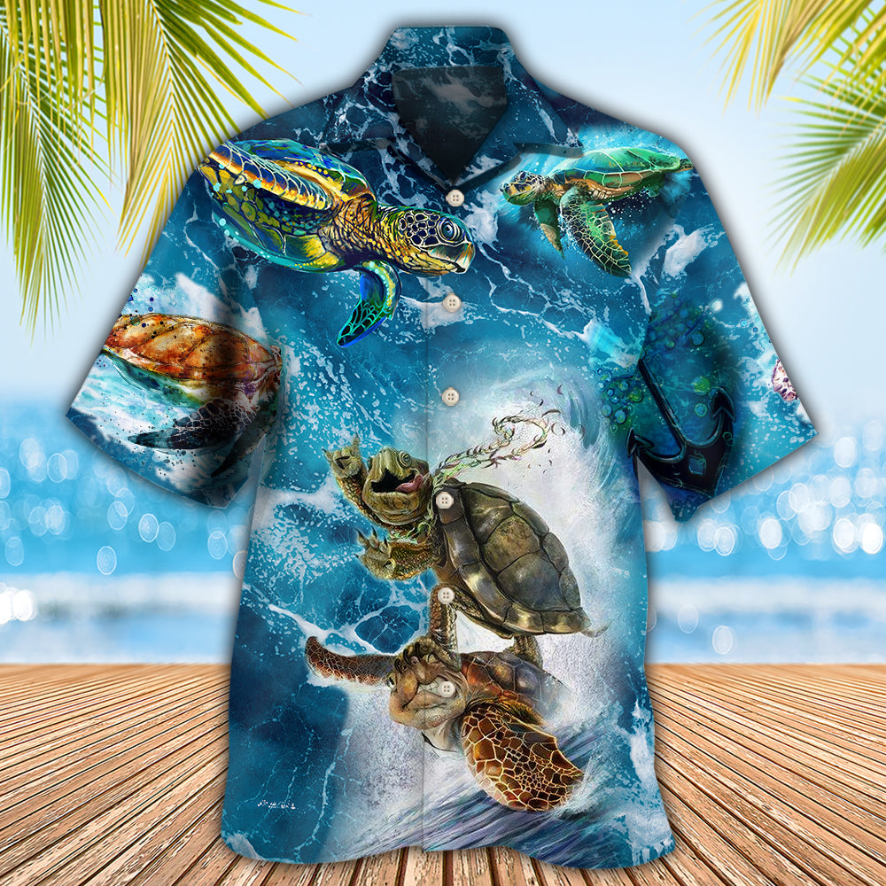 Turtle Swimming Over Sea - Hawaiian Shirt - Reefox