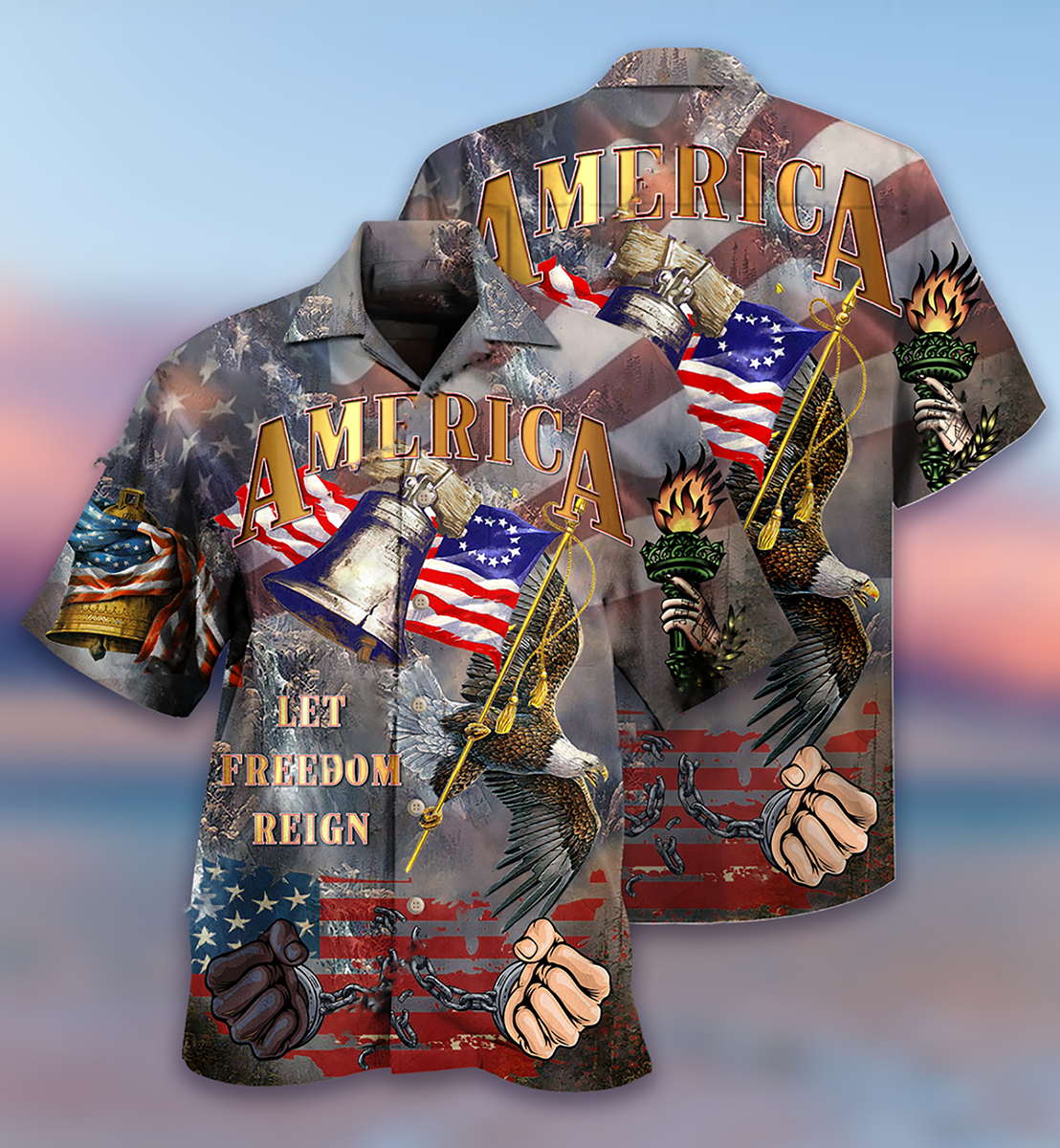 America Let Freedom Reign - Hawaiian Shirt - Reefox