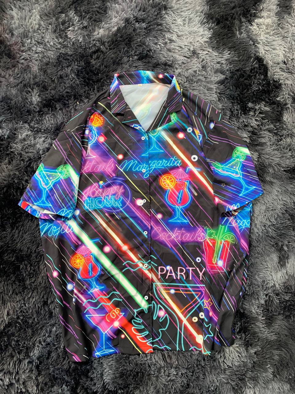 Cocktail Happy Hour Neon Style Amazing - Hawaiian Shirt - Reefox