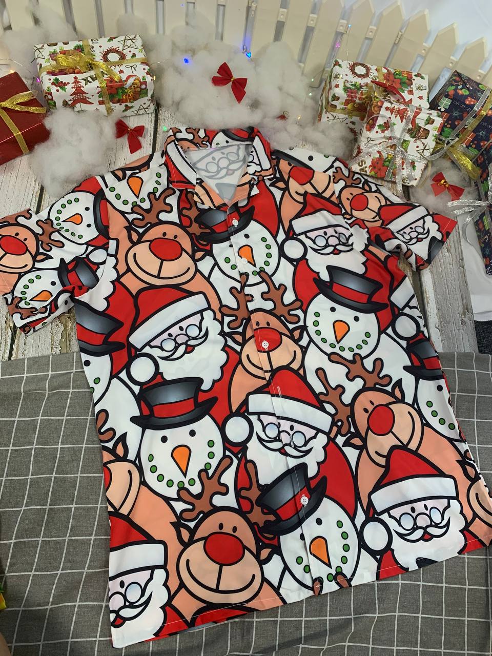Christmas Cutie Santa And Reindeer Funny Style - Hawaiian Shirt - Reefox