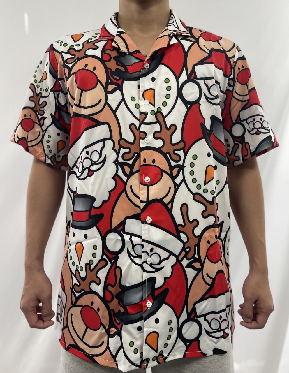 Christmas Cutie Santa And Reindeer Funny Style - Hawaiian Shirt - Reefox